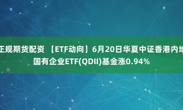 正规期货配资 【ETF动向】6月20日华夏中证香港内地国有企业ETF(QDII)基金涨0.94%