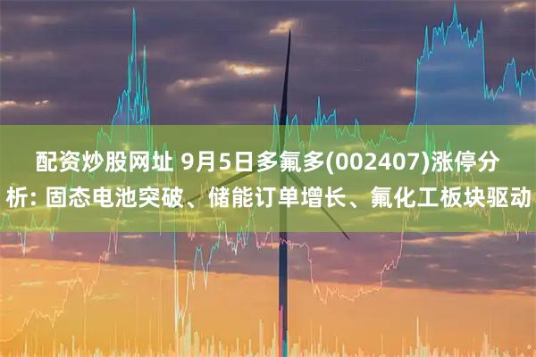 配资炒股网址 9月5日多氟多(002407)涨停分析: 固态电池突破、储能订单增长、氟化工板块驱动